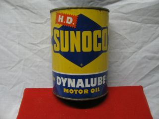 Vintage H.  D.  Sunoco Dynalube Motor Oil 1 Qt.  Can Auto & Gas Advertising