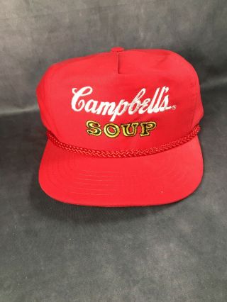 Rare Vintage 1988 Campbell’s Soup Red Snapback Cap Hat - Authentic Campbell Brand