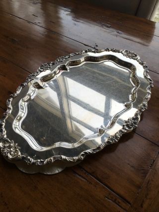 Vintage Wallace Rose Point 9158 Silver Plate Large Serving Tray.  19” X 13.  5”.