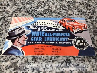Vintage Whiz Gear Lubricant Automotive Car Advertising Card Sign