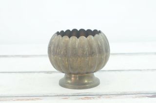 Vintage Decorative Solid Brass Bowl Scalloped Design Planter Made In India