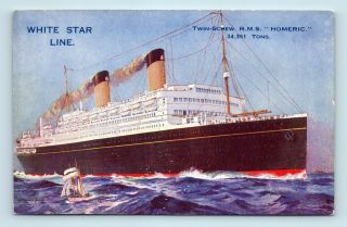 Rms Homeric - White Star Line Ocean Liner Steamship - Steamer Postcard