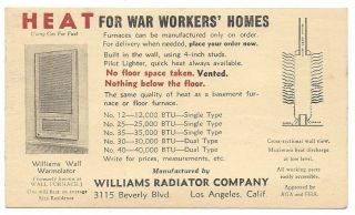 1943 Wwii Postal Card - Heaters For War Worker 