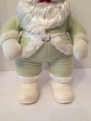 Rare Vintage RUSHTON Rubber Face Plush Stuffed SANTA CLAUS Christmas Lt.  Green 3
