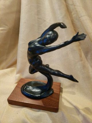 Bronze Art deco dancer sculpture signed by S.  Kadish 1/7 made in 1982 3