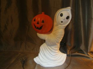 Vintage Halloween Blow Mold Empire Ghost With Pumpkin Lighted 12 "