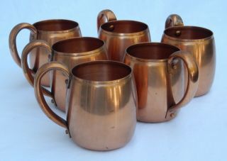 6 Vintage West Bend Solid Copper Mugs Moscow Mule Mugs Usa Unpolished