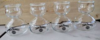 Vintage Set Of 4 Jack Daniels Old No.  7 Whiskey On Water Chaser Shot Glasses