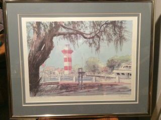 R.  E.  Kennedy “harbor Town,  Hilton Head Island” Signed Numbered 23.  5x17.  5” Print
