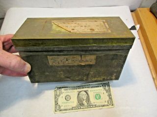 Wwii Imperial Japanese Army Navy Storage Packing Tin W Paper Label 8.  5 " X5 " X3.  75 "