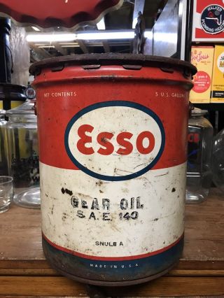 Vintage Esso 5 Gallon Oil Can Standard Sign Shell Sinclair Texaco Rpm Mobil Stp