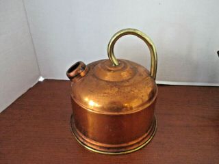 Vintage Odi Solid Copper Tea Kettle With Brass Handle