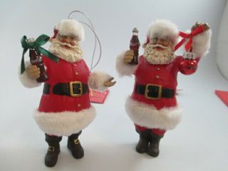 Coca - Cola Kurt Adler Santa With Bottle And Ornament Christmas Ornament Set Of 2