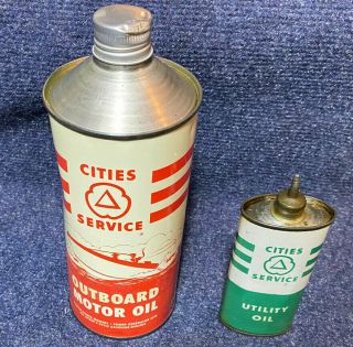 Two For One: Cities Service Outdoor Motor Oil Can And Utility Oil Can