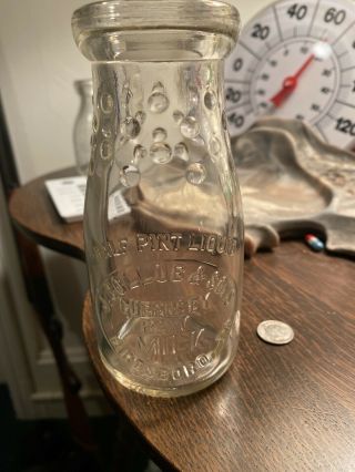 A Vintage Half Pint Embossed Slug Pkate Milk Bottle Birdsboro Pa J Collub & Sons