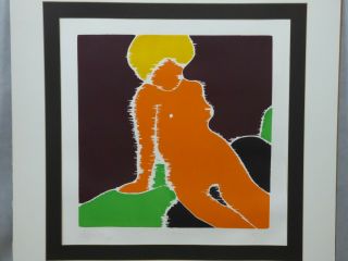 Philip Sutton " Edna " Color Limited Edition Woodcut Print Hand Signed 1969 Nude