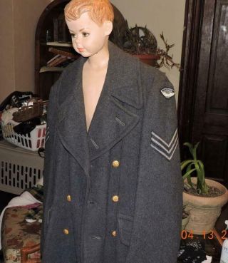 Wwii Royal Canadian Air Force Rcaf Military Great Coat Sergeant J.  Knig R151095