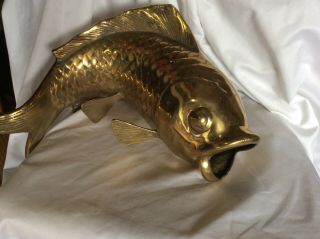 Vintage Solid Brass Koi / Carp Fish Vase Decoration Decor