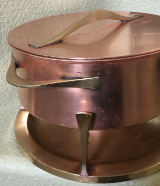 Mid Century Modern Jens Quistgaard Dansk Copper And Brass Chafing Fondue Pot