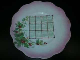 1909 Calendar Plate Occo Limoges Porcelain Pink Holly Wolk 