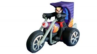 7 Foot Halloween Inflatable Grim Reaper Motorcycle Garden Bike Decoration