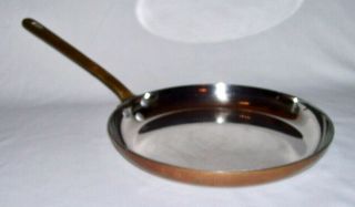 Low & Round Copper Skillet W/stainless Steel Lining & Bronze Handle European