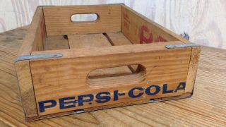 Vintage 1976 Pepsi Cola Soda Wood Crate Metal Trim Temple Chattanooga 3