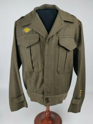 Wwii Ww2 Australian Made Us Army Battledress Ike Jacket 1944 38r Overseas Bars