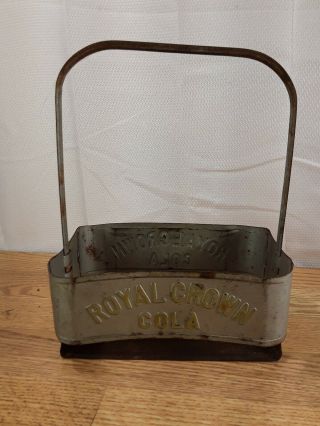 Vintage Royal Crown/RC Cola Metal 6 - Pack Glass Bottle Soda Carrier 3 2
