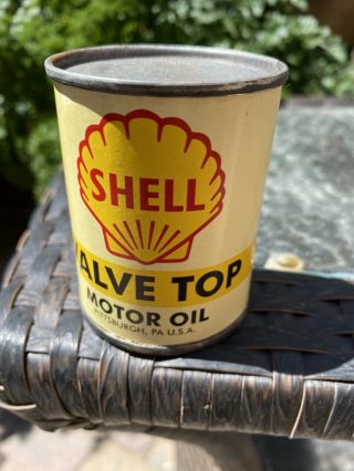 Vintage  Shell  Motor Oil Can Salesman Samples 2.  75x2.  5 Inch Valve Top