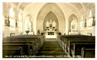 St Lawrence Cathedral Interior,  South Bend,  Washington,  Rppc,  Vintage Postcard