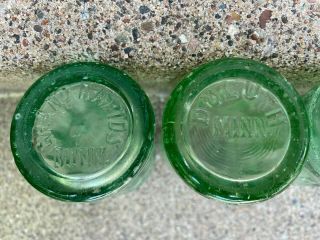 4 Vintage Embossed Hobbleskirt Coca - Cola Coke Green Glass Bottles 6 oz 3