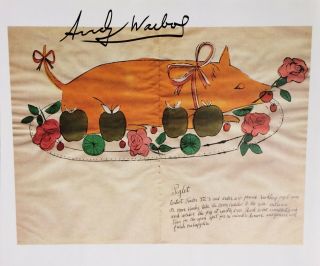 Trader Vics Andy Warhol Hand Signed Signature Piglet Print