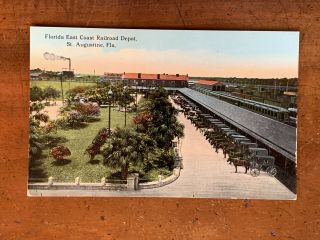 Railroad,  St.  Augustine Florida,  East Coast Railroad Depot,  Ca 1910