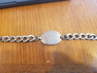 Vintage Ww Ii Sterling Silver Military Id Bracelet