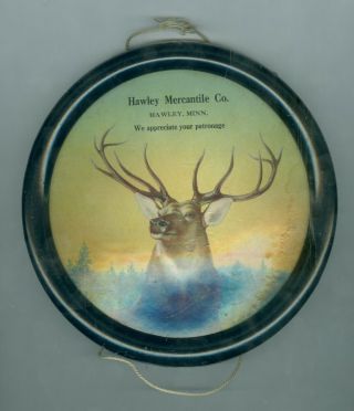 Early 1900’s Enamel Hawley Mercantile Co,  Hawley,  Minnesota Elk Advertising Sign