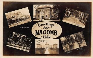 Macomb Mcdonough County Illinois,  Multi View - Early Real Photo Card