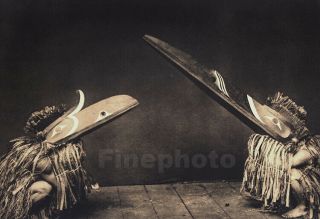 1900/72 Edward Curtis Folio Native American Indian Dance Bird Masks Photo 16x20