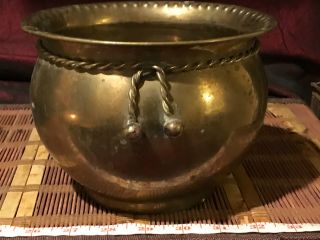 Vintage Brass Planter Vase W/ Rope Design 7 1/4 " X5 1/4 "