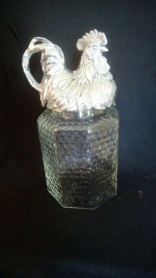 Arthur Court Aluminum And Glass Small Rooster Cannister 14 "