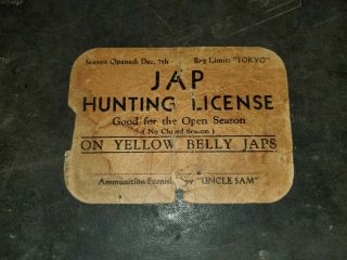 Wwii Homefront Jap Hunting License From Pirates Den