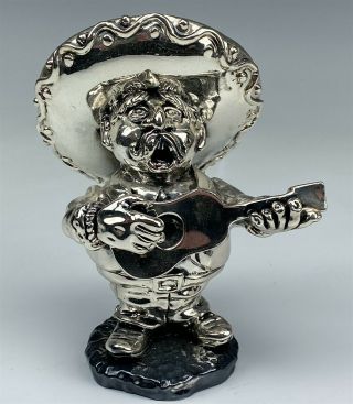Zanfeld Plata 999 Fine Sterling Silver Resin Mexican Man Musician Figurine Sas