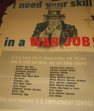 1943 Wwii Patriotic Poster I Need Your Skill Flagg Uncle Sam