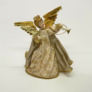 Koestel Wax Face Angel With Trumpet Christmas Tree Topper & Box 1984 W Germany