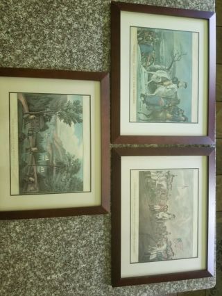Framed Currier & Ives Lithograph Reprint: Revolutionary War Set Of 3