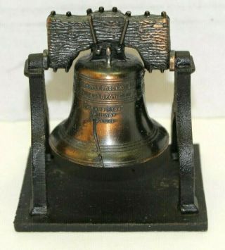 Vintage Penncraft The Liberty Bell Cast Iron Ringing Bell Figurine Heavy History