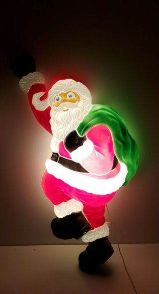 Vtg 38 " Climbing Santa Claus Plastic Light - Up Christmas Blow Mold