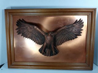 Vintage John Louw Copperama 3d Framed Copper Art Wall Pic American Bald Eagle