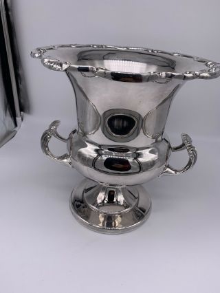 Vintage Silverplate Champagne Ice Bucket 10.  4”