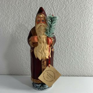 Ino Schaller Bayern Old World Santa Claus Paper Mache Figurine Handpainted 10.  5 "